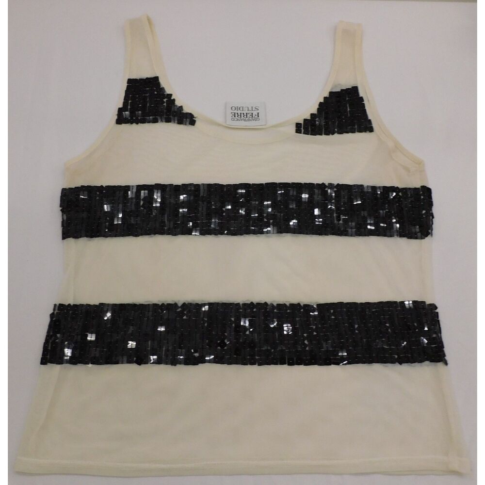 Vintage Gianfranco Ferré Studio Sequin Striped Tank Top Size XS/S Crop Top